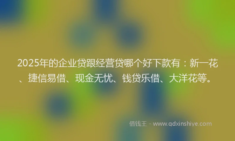 2025年的企业贷跟经营贷哪个好下款有：新一花、捷信易借、现金无忧、钱贷乐借、大洋花等。