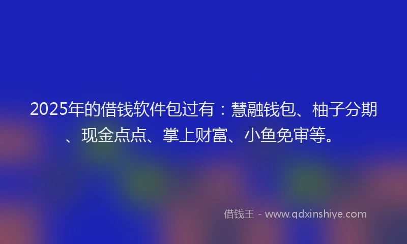 2025年的借钱软件包过有：慧融钱包、柚子分期、现金点点、掌上财富、小鱼免审等。