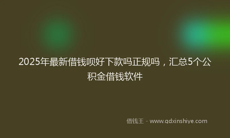 2025年最新借钱呗好下款吗正规吗，汇总5个公积金借钱软件