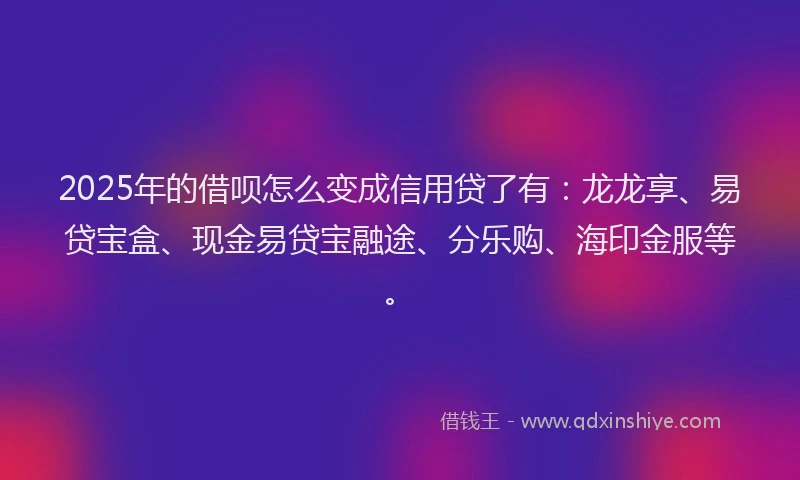 2025年的借呗怎么变成信用贷了有：龙龙享、易贷宝盒、现金易贷宝融途、分乐购、海印金服等。