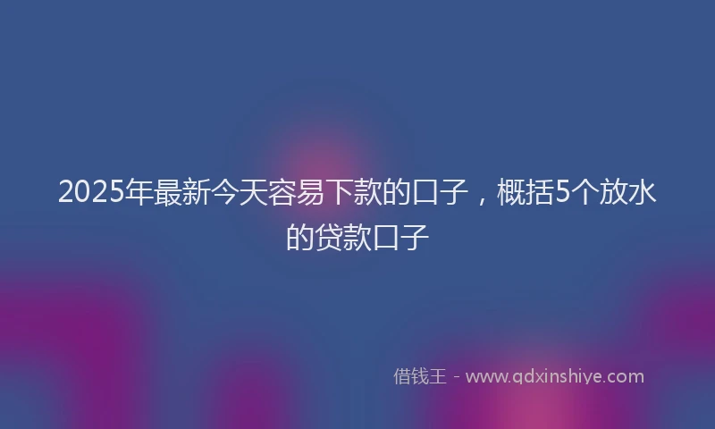 2025年最新今天容易下款的口子，概括5个放水的贷款口子
