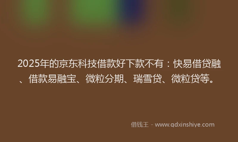 2025年的京东科技借款好下款不有：快易借贷融、借款易融宝、微粒分期、瑞雪贷、微粒贷等。