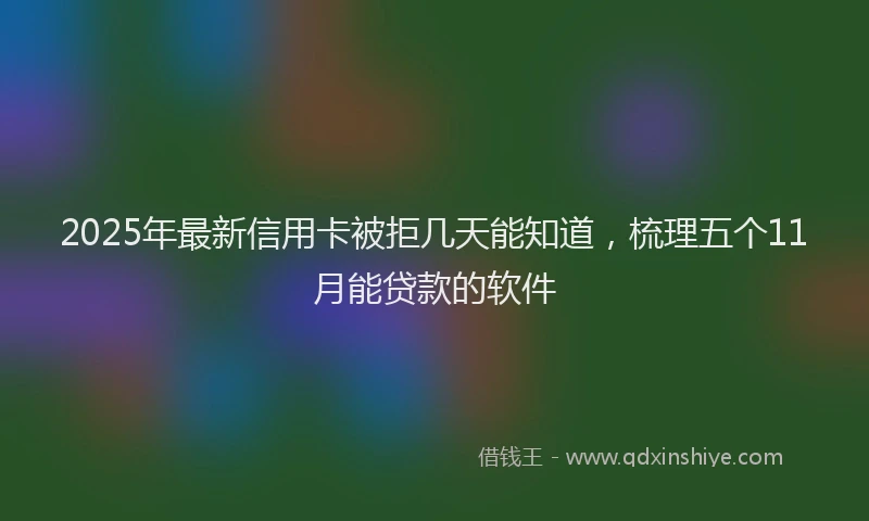 2025年最新信用卡被拒几天能知道，梳理五个11月能贷款的软件