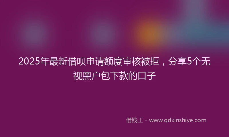2025年最新借呗申请额度审核被拒，分享5个无视黑户包下款的口子