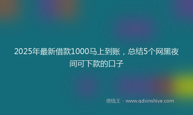 2025年最新借款1000马上到账，总结5个网黑夜间可下款的口子