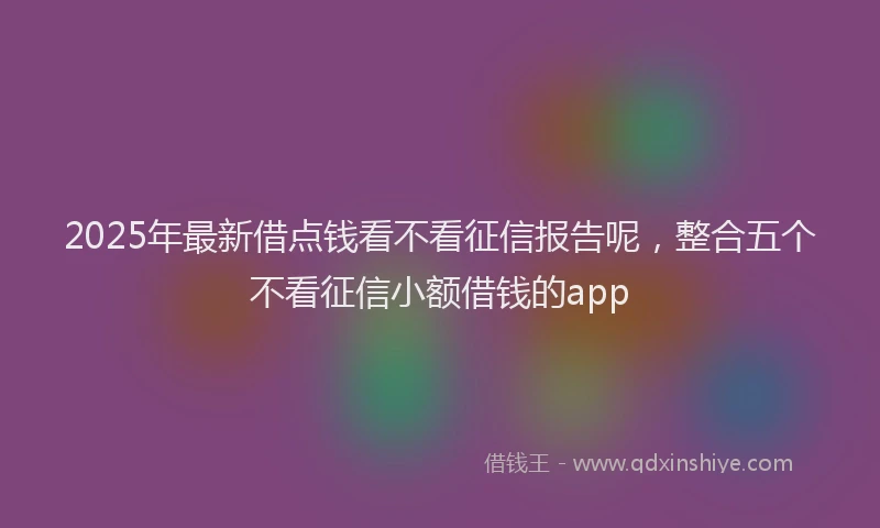 2025年最新借点钱看不看征信报告呢，整合五个不看征信小额借钱的app