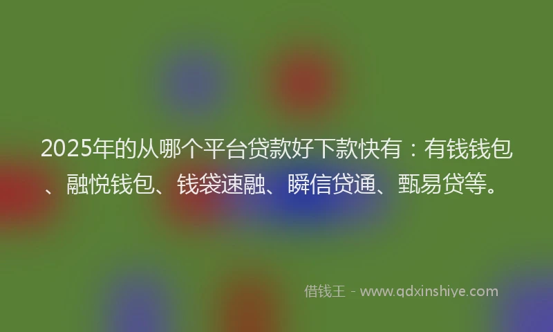 2025年的从哪个平台贷款好下款快有：有钱钱包、融悦钱包、钱袋速融、瞬信贷通、甄易贷等。