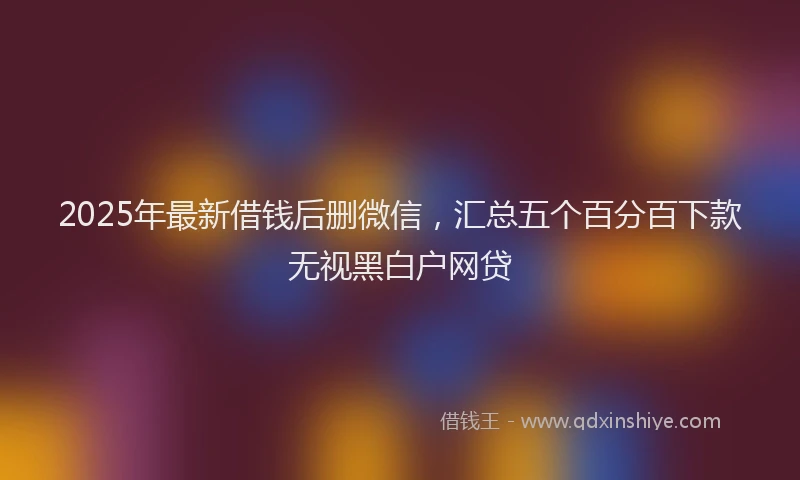 2025年最新借钱后删微信，汇总五个百分百下款无视黑白户网贷