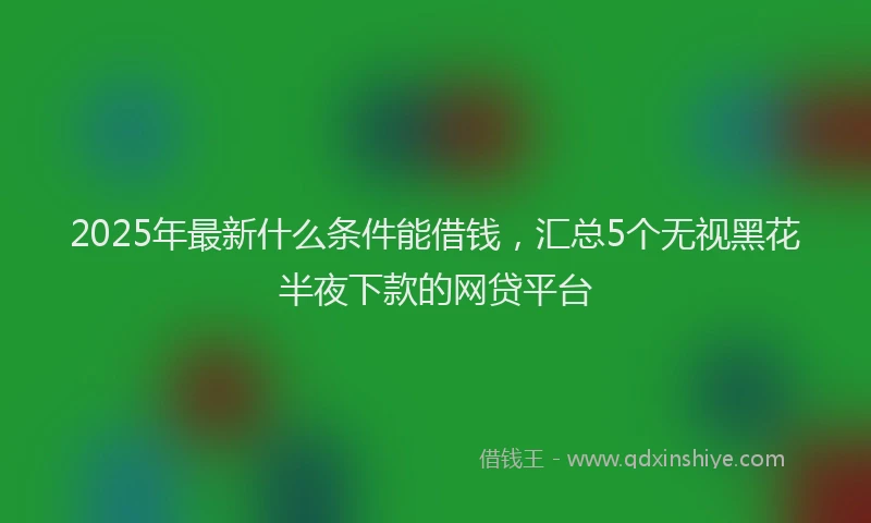 2025年最新什么条件能借钱，汇总5个无视黑花半夜下款的网贷平台