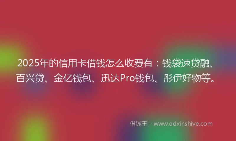 2025年的信用卡借钱怎么收费有：钱袋速贷融、百兴贷、金亿钱包、迅达Pro钱包、彤伊好物等。