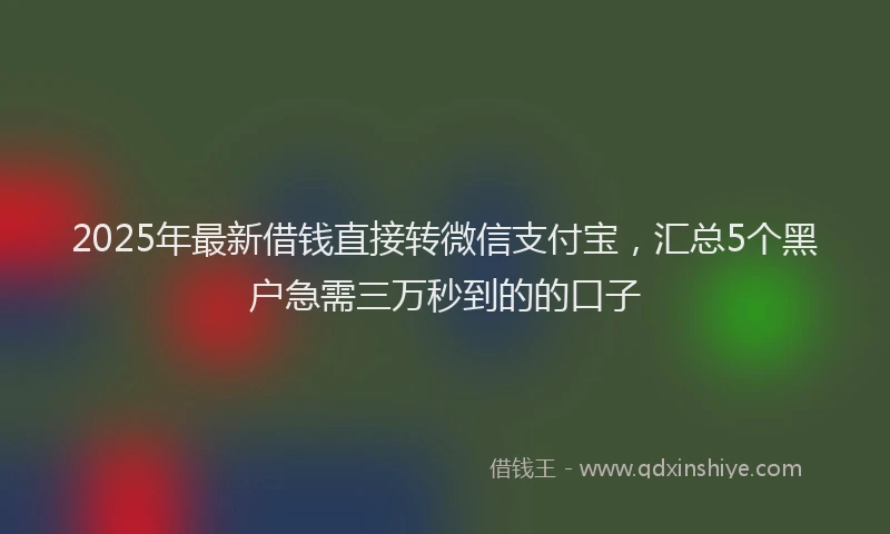 2025年最新借钱直接转微信支付宝，汇总5个黑户急需三万秒到的的口子