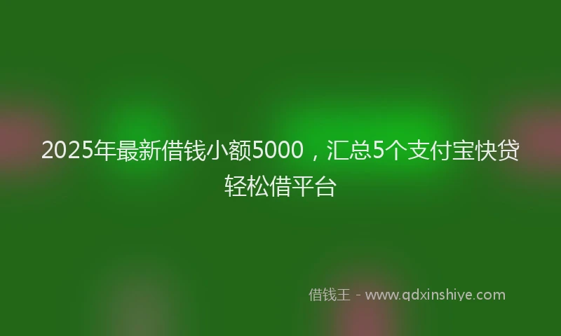2025年最新借钱小额5000，汇总5个支付宝快贷轻松借平台