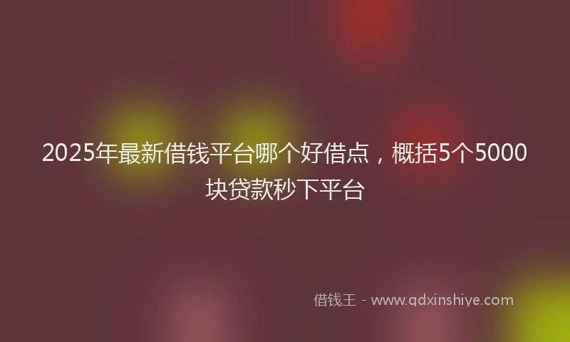 2025年最新借钱平台哪个好借点，概括5个5000块贷款秒下平台