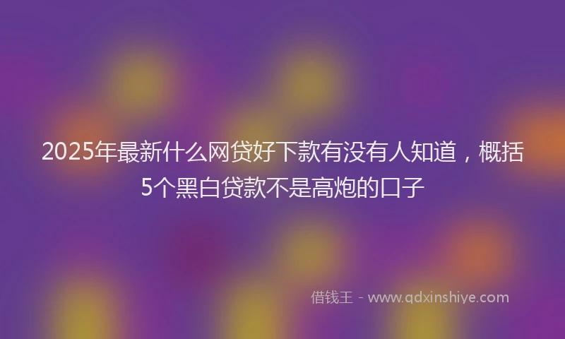 2025年最新什么网贷好下款有没有人知道，概括5个黑白贷款不是高炮的口子