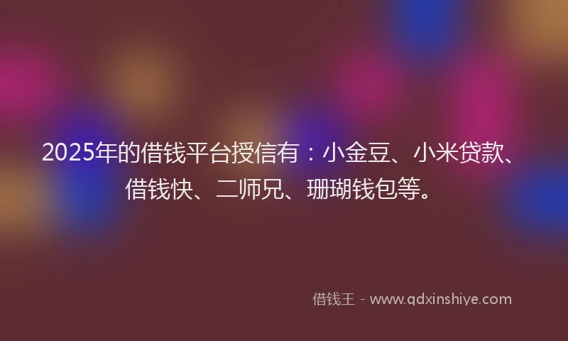 2025年的借钱平台授信有：小金豆、小米贷款、借钱快、二师兄、珊瑚钱包等。