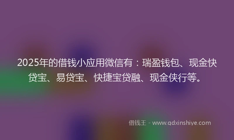 2025年的借钱小应用微信有：瑞盈钱包、现金快贷宝、易贷宝、快捷宝贷融、现金侠行等。