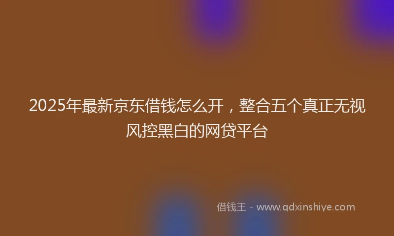 2025年最新京东借钱怎么开，整合五个真正无视风控黑白的网贷平台
