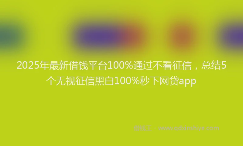 2025年最新借钱平台100%通过不看征信，总结5个无视征信黑白100%秒下网贷app