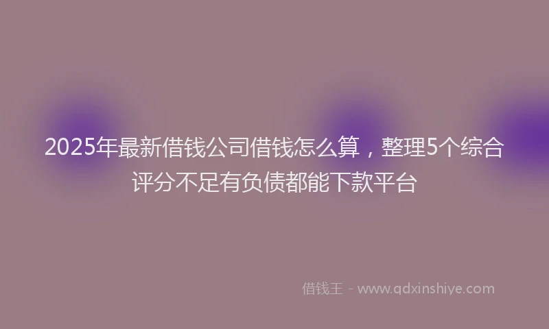 2025年最新借钱公司借钱怎么算，整理5个综合评分不足有负债都能下款平台