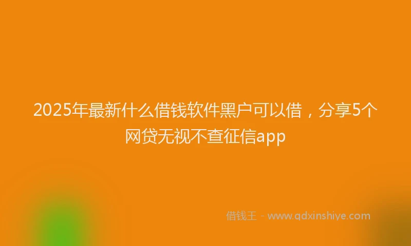2025年最新什么借钱软件黑户可以借，分享5个网贷无视不查征信app