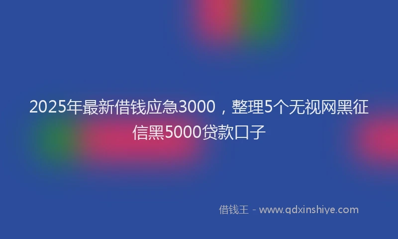 2025年最新借钱应急3000，整理5个无视网黑征信黑5000贷款口子