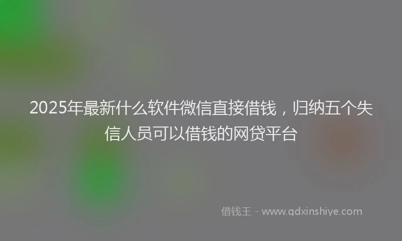 2025年最新什么软件微信直接借钱，归纳五个失信人员可以借钱的网贷平台