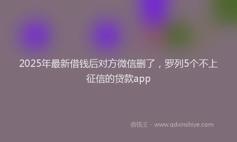 2025年最新借钱后对方微信删了，罗列5个不上征信的贷款app