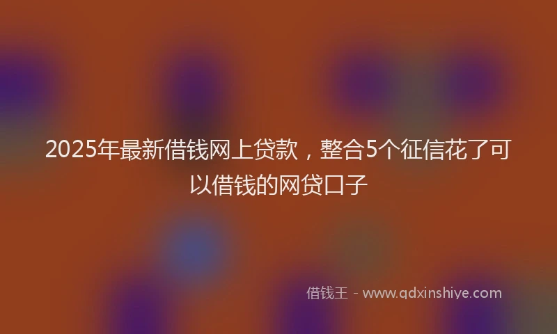 2025年最新借钱网上贷款，整合5个征信花了可以借钱的网贷口子