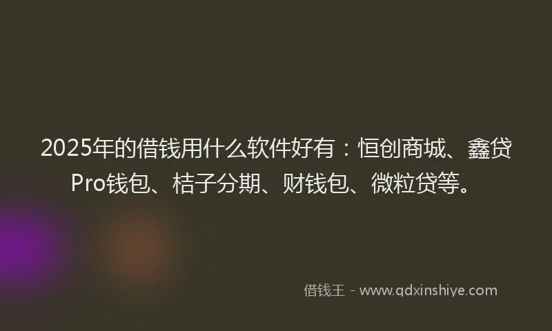 2025年的借钱用什么软件好有：恒创商城、鑫贷Pro钱包、桔子分期、财钱包、微粒贷等。