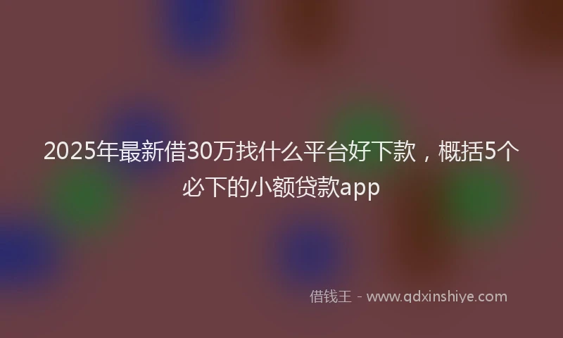 2025年最新借30万找什么平台好下款，概括5个必下的小额贷款app