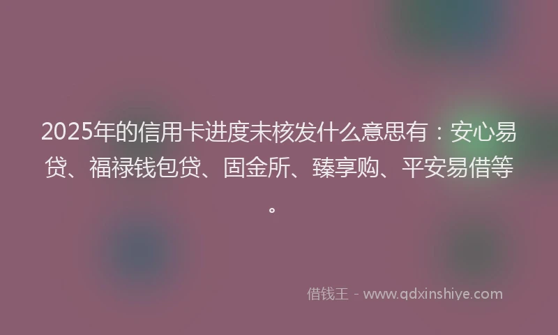 2025年的信用卡进度未核发什么意思有：安心易贷、福禄钱包贷、固金所、臻享购、平安易借等。