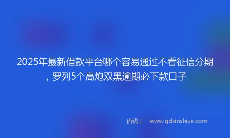 2025年最新借款平台哪个容易通过不看征信分期，罗列5个高炮双黑逾期必下款口子