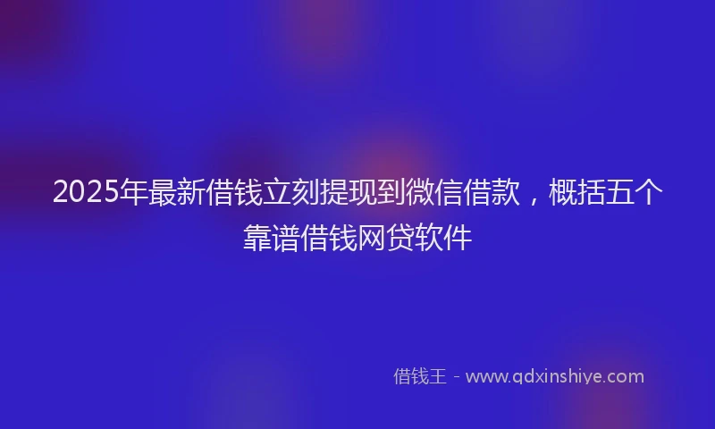 2025年最新借钱立刻提现到微信借款，概括五个靠谱借钱网贷软件