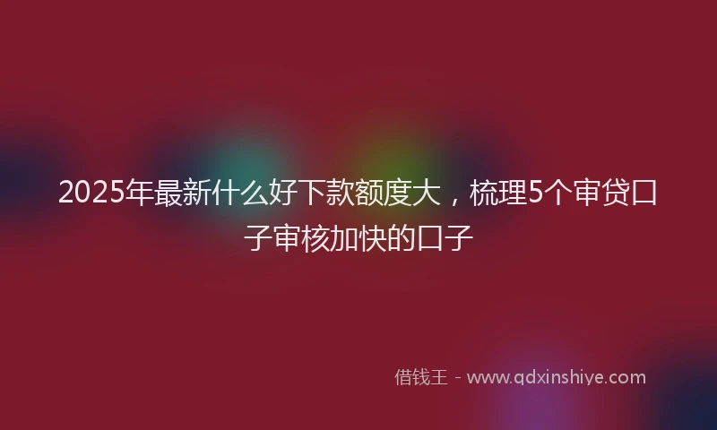 2025年最新什么好下款额度大，梳理5个审贷口子审核加快的口子