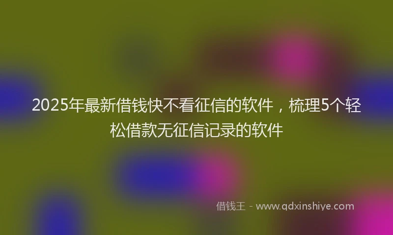 2025年最新借钱快不看征信的软件，梳理5个轻松借款无征信记录的软件