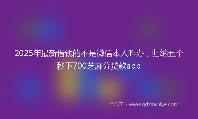 2025年最新借钱的不是微信本人咋办，归纳五个秒下700芝麻分贷款app