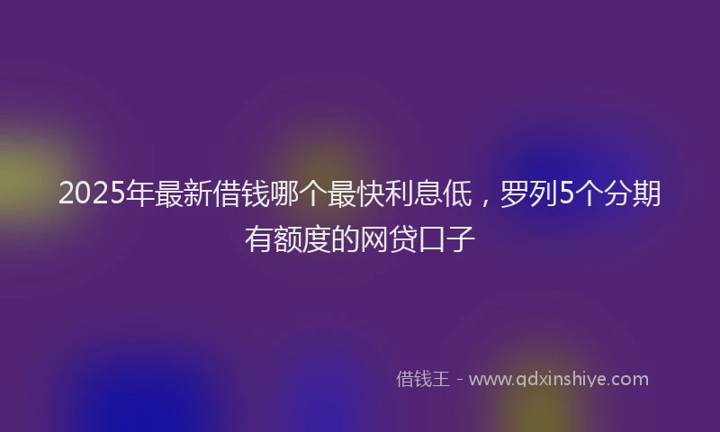 2025年最新借钱哪个最快利息低，罗列5个分期有额度的网贷口子
