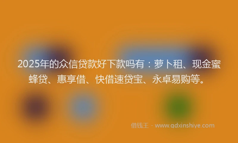 2025年的众信贷款好下款吗有：萝卜租、现金蜜蜂贷、惠享借、快借速贷宝、永卓易购等。