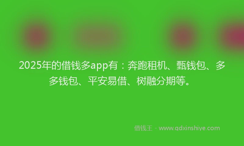 2025年的借钱多app有：奔跑租机、甄钱包、多多钱包、平安易借、树融分期等。