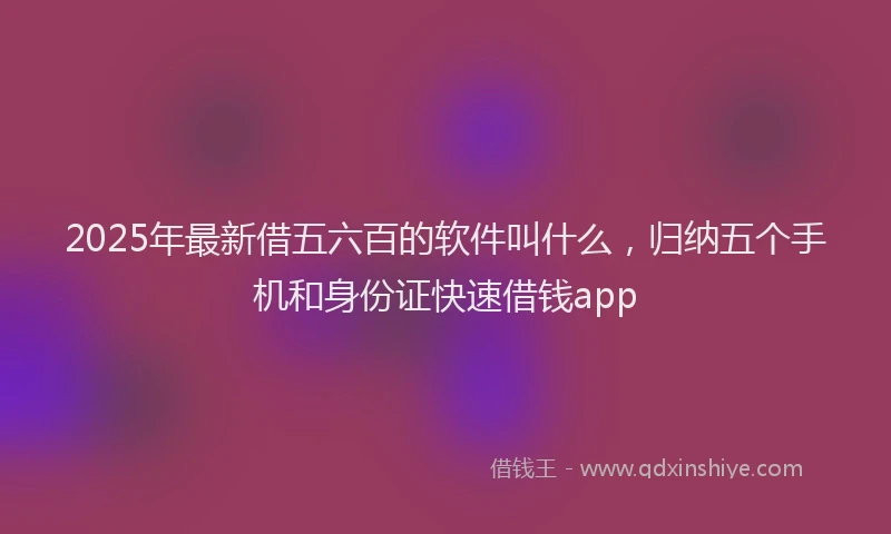 2025年最新借五六百的软件叫什么，归纳五个手机和身份证快速借钱app