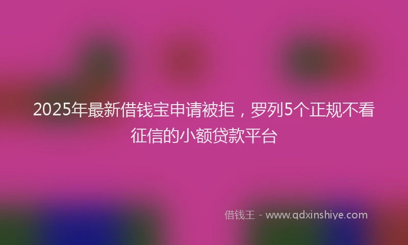2025年最新借钱宝申请被拒，罗列5个正规不看征信的小额贷款平台