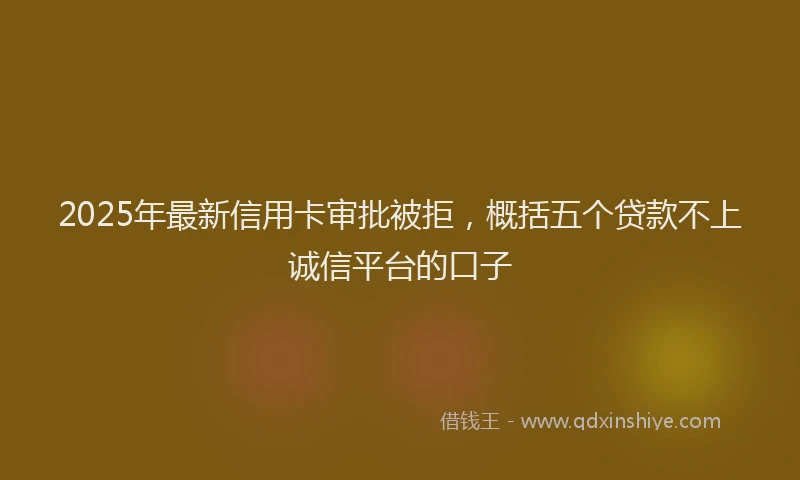 2025年最新信用卡审批被拒，概括五个贷款不上诚信平台的口子