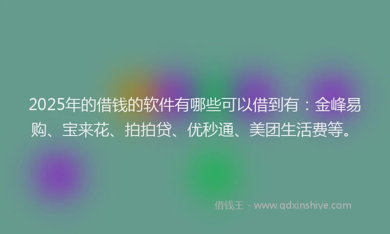 2025年的借钱的软件有哪些可以借到有：金峰易购、宝来花、拍拍贷、优秒通、美团生活费等。