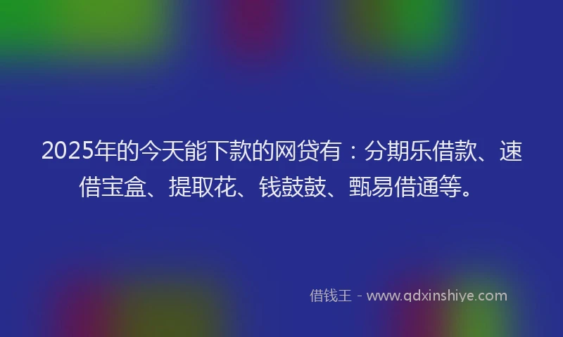 2025年的今天能下款的网贷有：分期乐借款、速借宝盒、提取花、钱鼓鼓、甄易借通等。