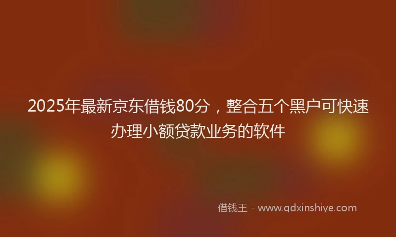 2025年最新京东借钱80分，整合五个黑户可快速办理小额贷款业务的软件