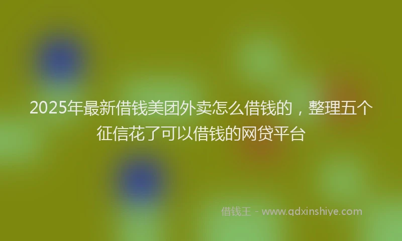 2025年最新借钱美团外卖怎么借钱的，整理五个征信花了可以借钱的网贷平台