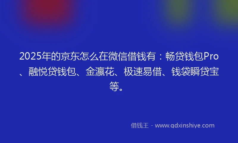 2025年的京东怎么在微信借钱有：畅贷钱包Pro、融悦贷钱包、金瀛花、极速易借、钱袋瞬贷宝等。