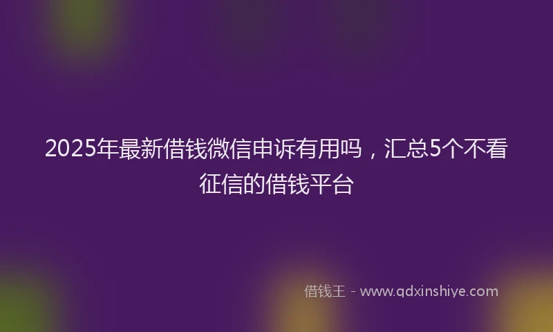 2025年最新借钱微信申诉有用吗，汇总5个不看征信的借钱平台