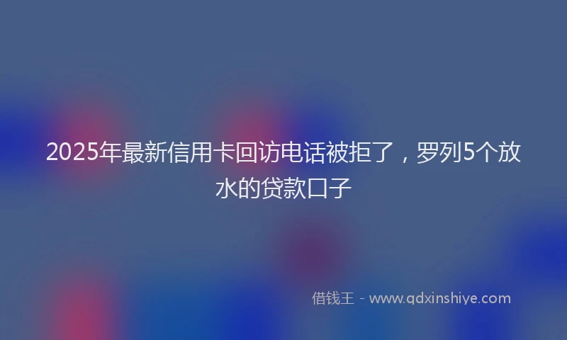2025年最新信用卡回访电话被拒了，罗列5个放水的贷款口子