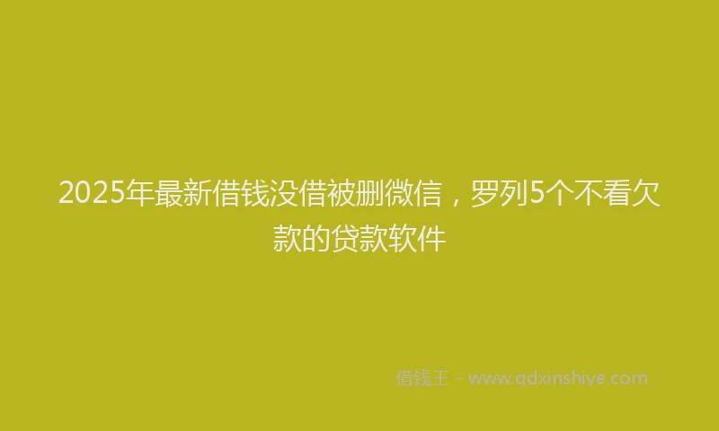 2025年最新借钱没借被删微信，罗列5个不看欠款的贷款软件